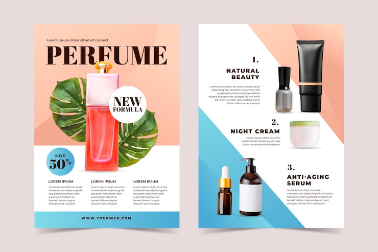 Vecteur gratuit modèle de catalogue de produits de beauté de couleur dégradée