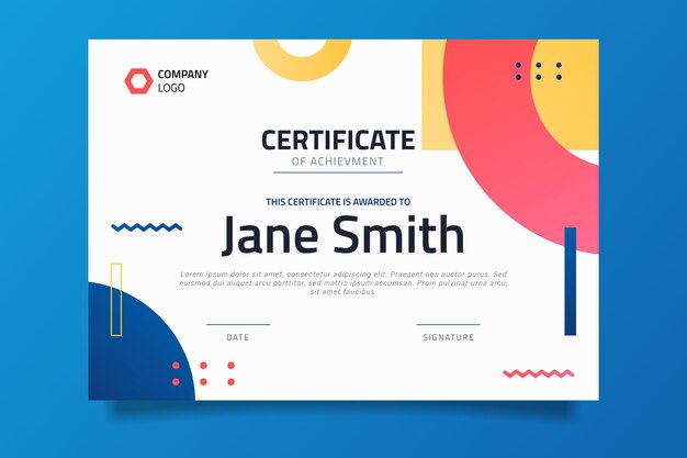 Modèle de certificat moderne dégradé