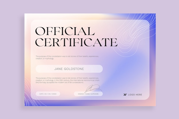 Modèle De Certificat Ondulé Minimaliste En Gradient