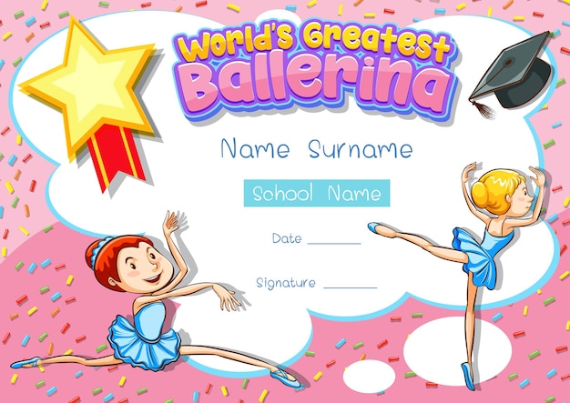 Modèle de certificat pour la plus grande ballerine du monde
