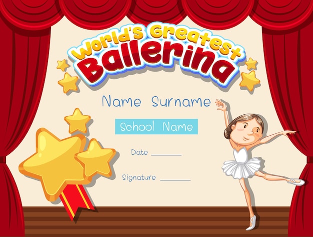 Modèle de certificat pour la plus grande ballerine du monde