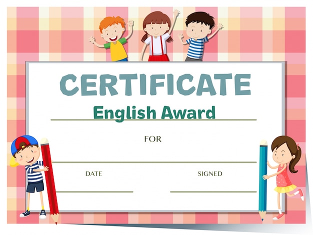 Modèle De Certificat Pour Le Prix En Anglais Avec Beaucoup D'enfants