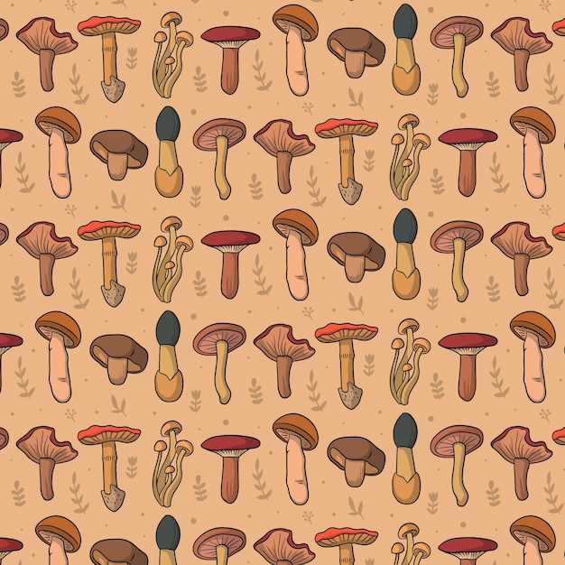 Vecteur gratuit modèle de champignon dessiné à la main