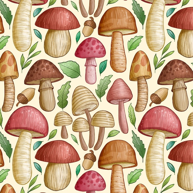 Vecteur gratuit modèle de champignon dessiné à la main