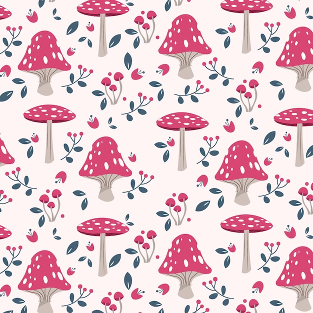 Modèle De Champignon Rose Dessiné à La Main