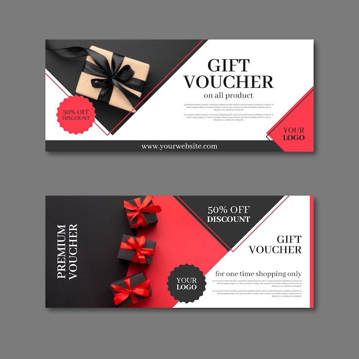 Vecteur gratuit modèle de chèque-cadeau avec remise