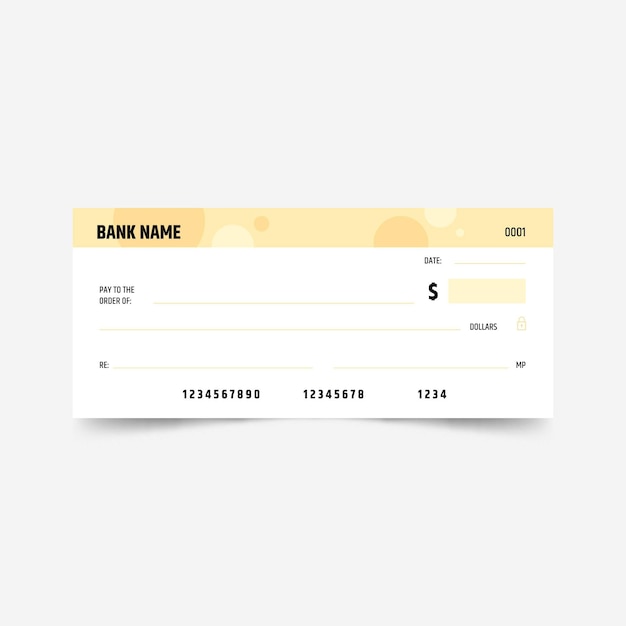 Vecteur gratuit modèle de chèque vierge design plat