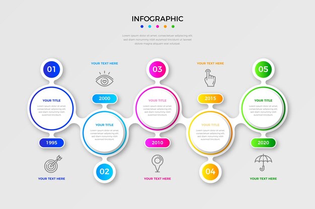 Modèle de chronologie infographique dégradé coloré