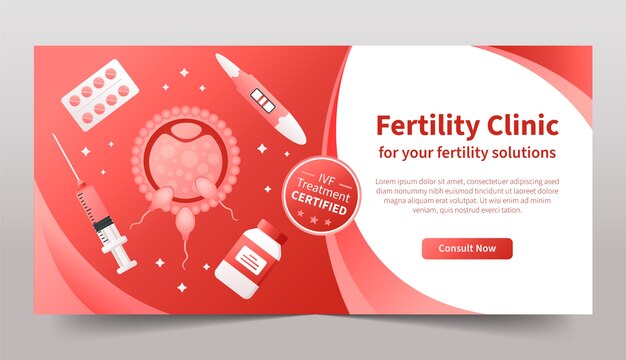 Vecteur gratuit modèle de clinique de fertilité dégradée