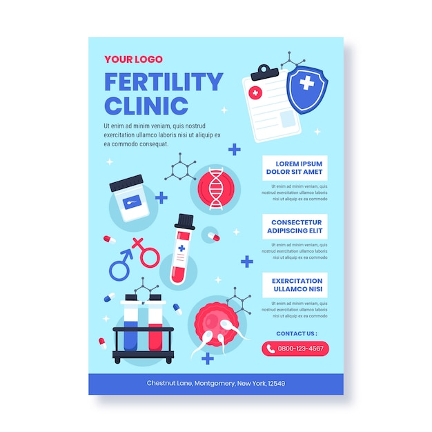 Vecteur gratuit modèle de clinique de fertilité design plat