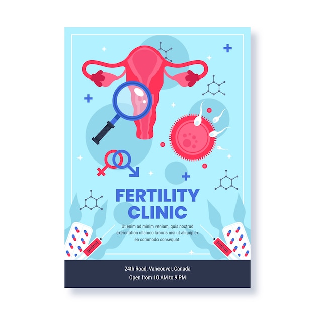 Vecteur gratuit modèle de clinique de fertilité design plat