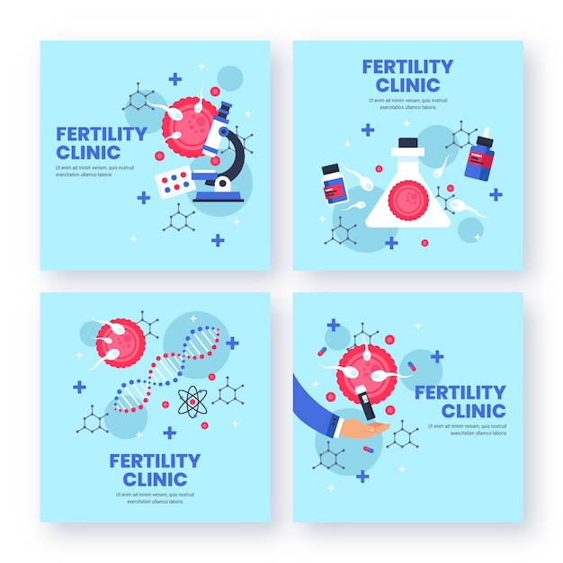 Vecteur gratuit modèle de clinique de fertilité design plat