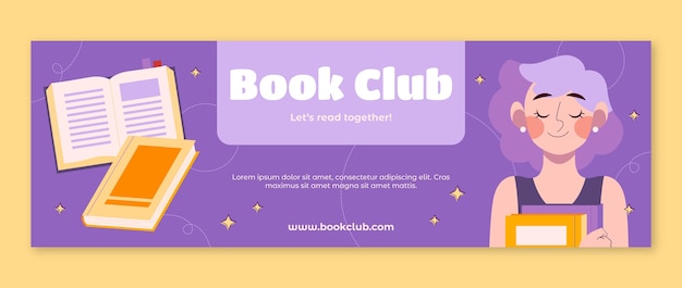 Vecteur gratuit modèle de club de lecture dessiné à la main