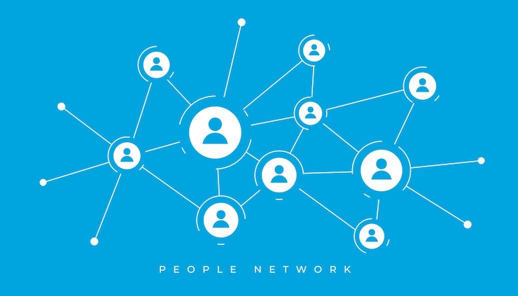 Vecteur gratuit modèle de concept de connexion d'équipe humaine en ligne pour le marketing d'entreprise