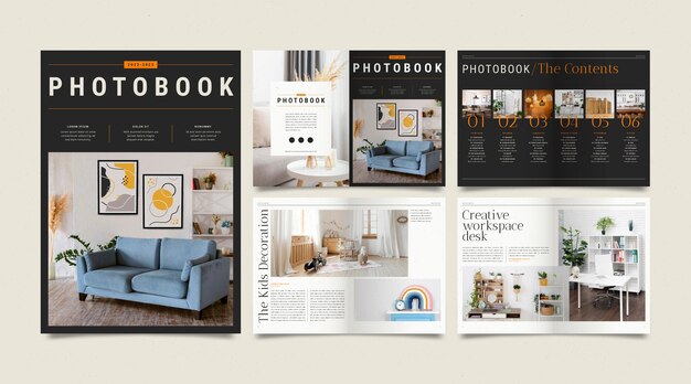 Modèle de concept de livre photo design plat