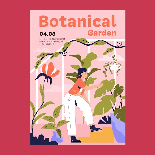 Vecteur gratuit modèle de conception d'affiche de jardin botanique