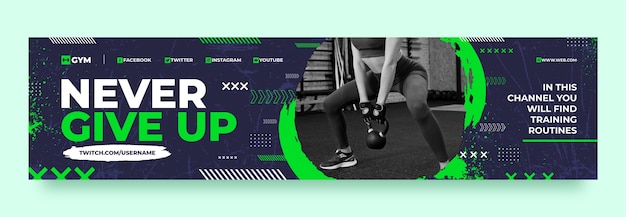 Vecteur gratuit modèle de conception de bannière de gym design plat