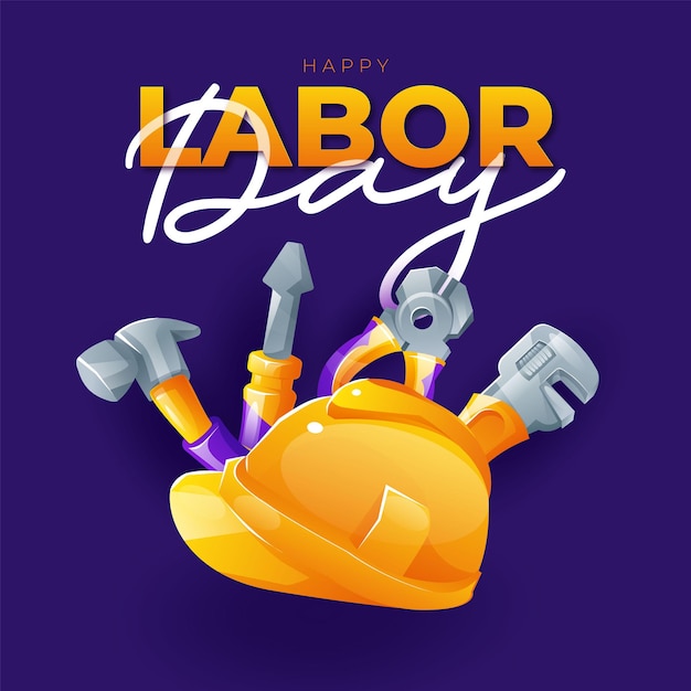 Modèle De Conception De Bannière Happy Labor Day Illustration Vectorielle