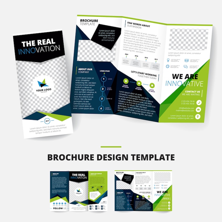 Vecteur gratuit modèle de conception de brochure avec des formes géométriques informations sur le lieu de l&#39;entreprise pour logo business inf
