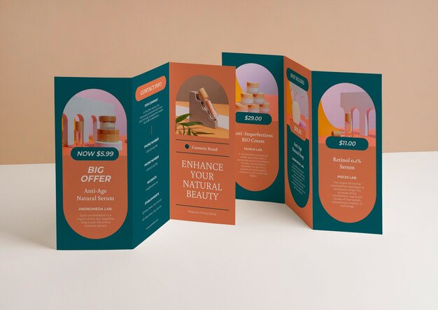 Modèle de conception d'une brochure triplée pour les cosmétiques