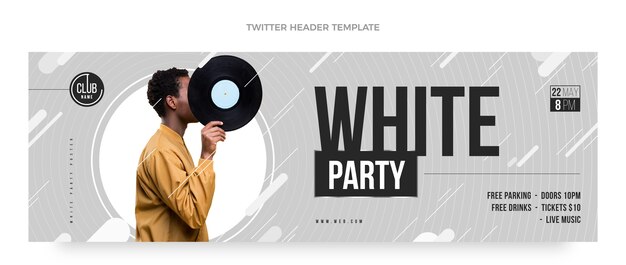 Modèle de conception de fête blanche design plat