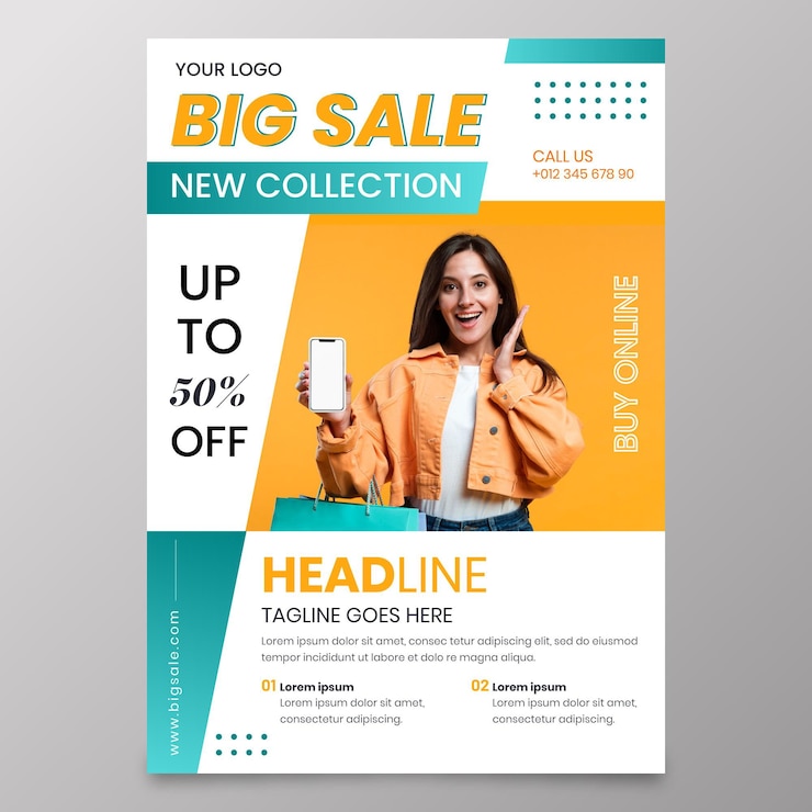 Vecteur gratuit modèle de conception de flyer coloré de vente