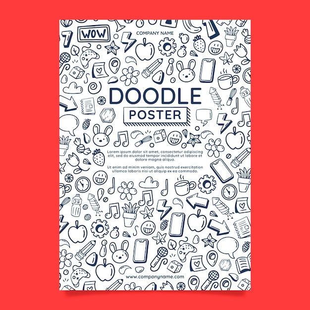 Modèle de conception de flyer doodle dessiné à la main