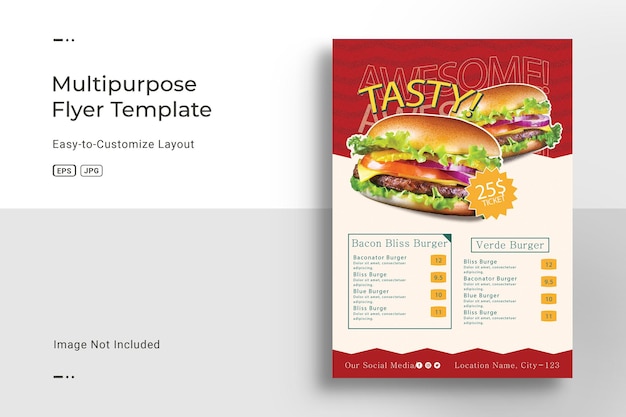 Vecteur gratuit modèle de conception de flyer pour le menu des hamburgers savoureux