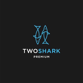 Modèle de conception d'icône de logo de deux requins
