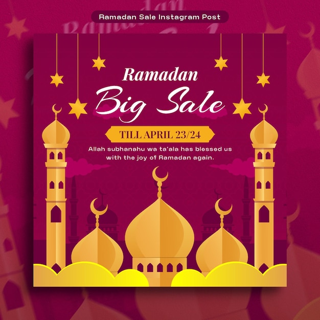 Vecteur gratuit un modèle de conception d'illustration pour les médias sociaux du ramadan