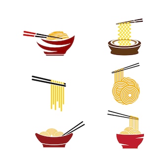 Modèle de conception d'illustration de symbole de signe de nourriture de nouilles