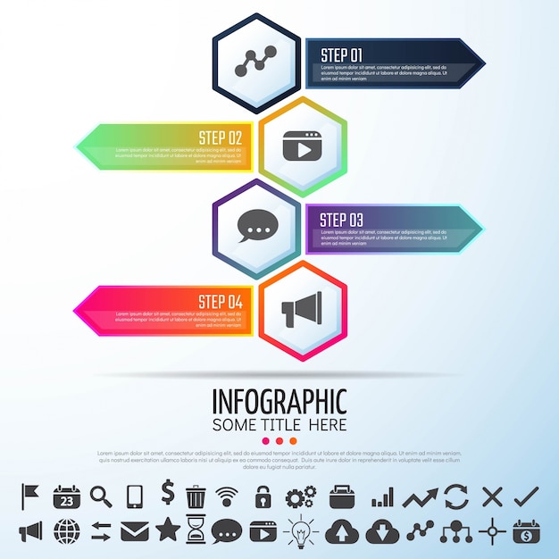 Vecteur gratuit modèle de conception d'infographie de flèche