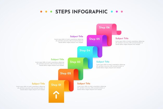 Modèle de conception infographique dégradé d'étapes