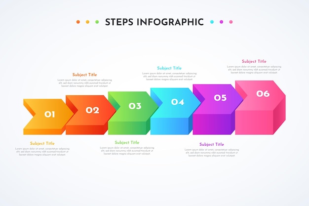 Modèle de conception infographique dégradé d'étapes