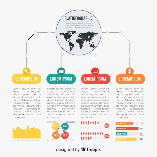 Vecteur gratuit modèle de conception infographique plat