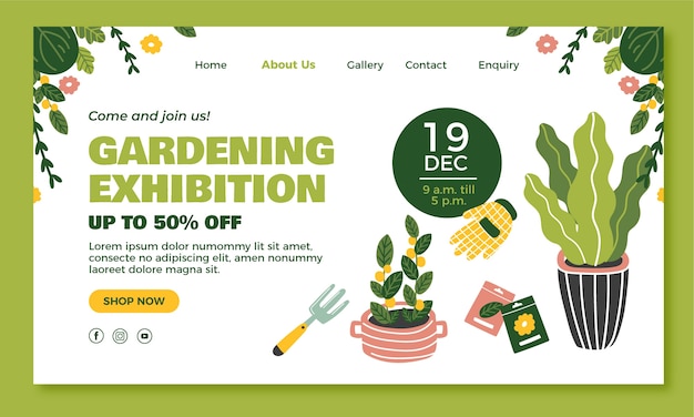 Vecteur gratuit modèle de conception de jardinage dessiné à la main