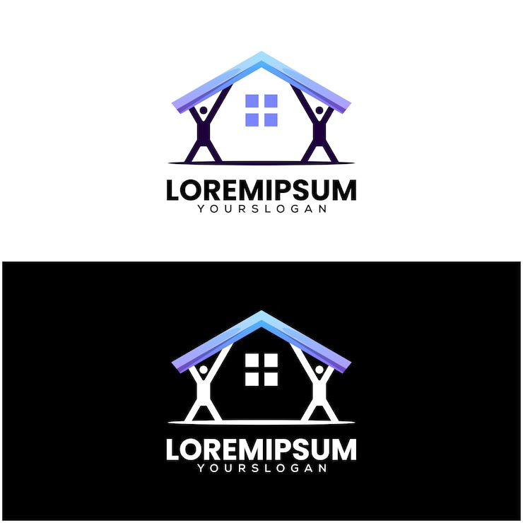 Vecteur gratuit modèle de conception de logo dégradé de maison humaine
