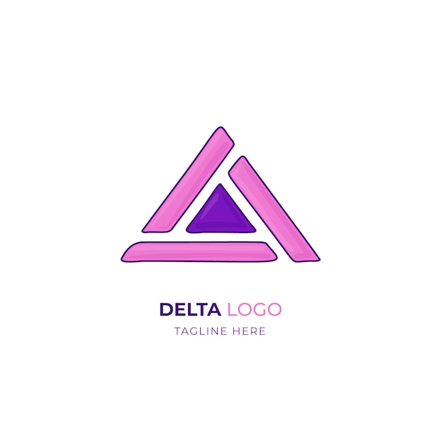 Modèle de conception de logo delta dessiné à la main