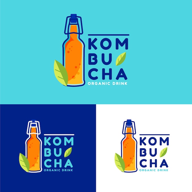 Vecteur gratuit modèle de conception de logo kombucha