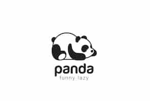 Vecteur gratuit modèle de conception de logo de silhouette d'ours panda. icône de concept drôle animal paresseux logotype.