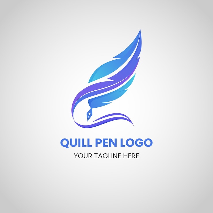 Vecteur gratuit modèle de conception de logo de stylo plume dégradé