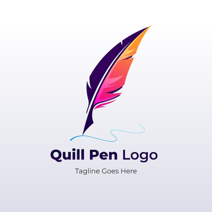 Vecteur gratuit modèle de conception de logo de stylo plume dégradé