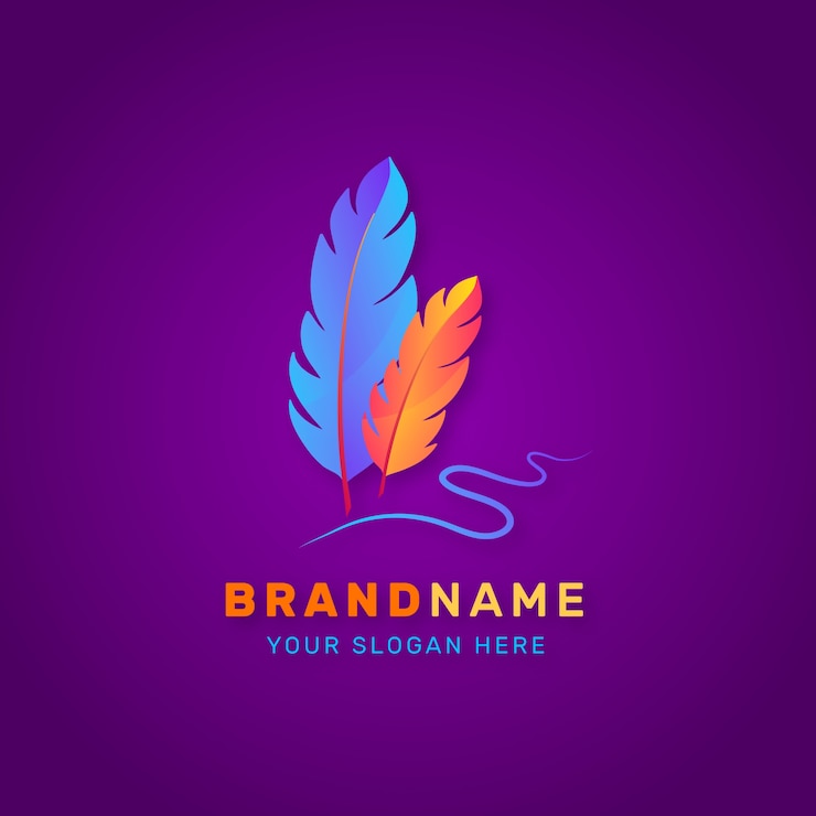 Vecteur gratuit modèle de conception de logo de stylo plume dégradé