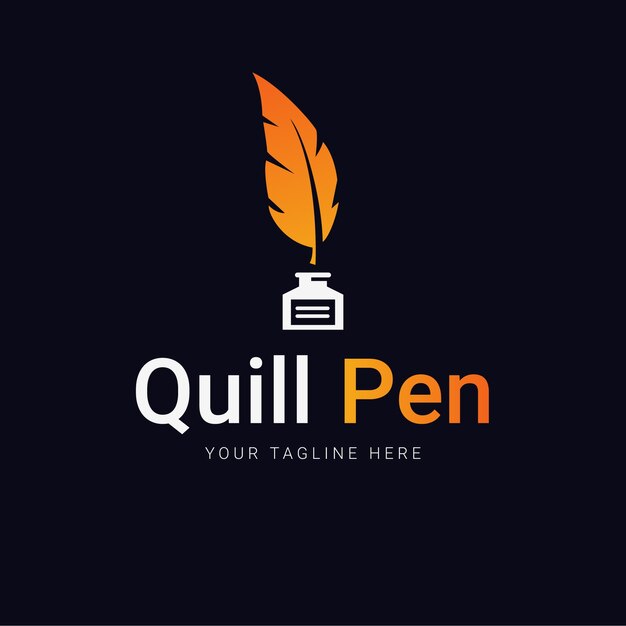 Modèle de conception de logo de stylo plume dégradé