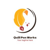 Modèle de conception de logo stylo plume