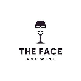 Le modèle de conception de logo de visage ou de vin
