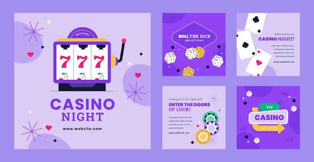 Vecteur gratuit modèle de conception de nuit de casino dessiné à la main