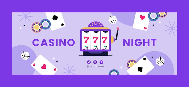 Vecteur gratuit modèle de conception de nuit de casino dessiné à la main