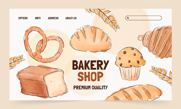 Vecteur gratuit modèle de conception de page de destination de boulangerie