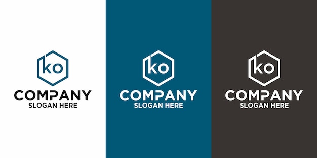 Modèle de conception de vecteur de logo lettre initiale ko